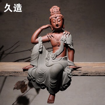 久造 現代中式軟裝家居工藝品 陶瓷水月觀音菩薩佛像玄關禪意擺件