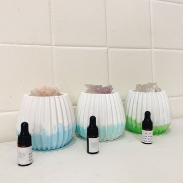 【聖誕禮物】手工水晶原礦水泥擴香杯+香氛精油禮盒