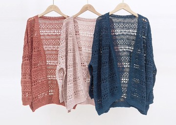 Venus罩衫。台灣製。針織外套。針織罩衫。3色