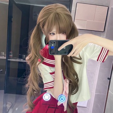 【KEKE】假髮女 85CM 長髮 捲髮 蜜茶亞麻 lolita 雙馬尾 蓬鬆 修顔 仿真人髮 全頭套 補髮片 真髮/假