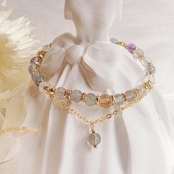 星語光階。水晶手串 拉長石 鈦晶 銅髮晶 紫水晶