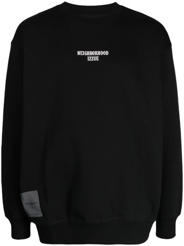izzue - logo-print crew-neck jumper - men - Polyester/Cotton - S - Black