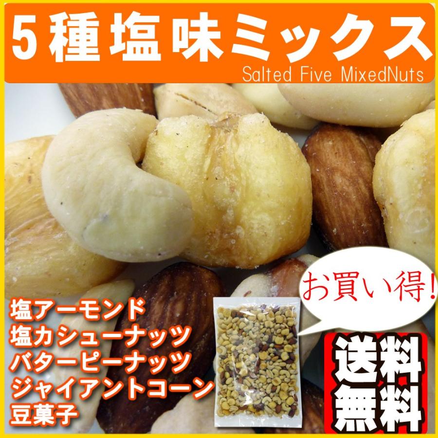 5種塩味ミックスナッツ500g ポイント消化 送料無料