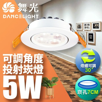 【DanceLight 舞光】1入組 7CM/9CM崁孔 5W/8W/15W 微笑 LED崁燈 一體成型 時尚白/貴族黑 2年保固(白光/自然光/黃光)【APP滿額下單10%點數(單一帳號最高5000點)】1/31止