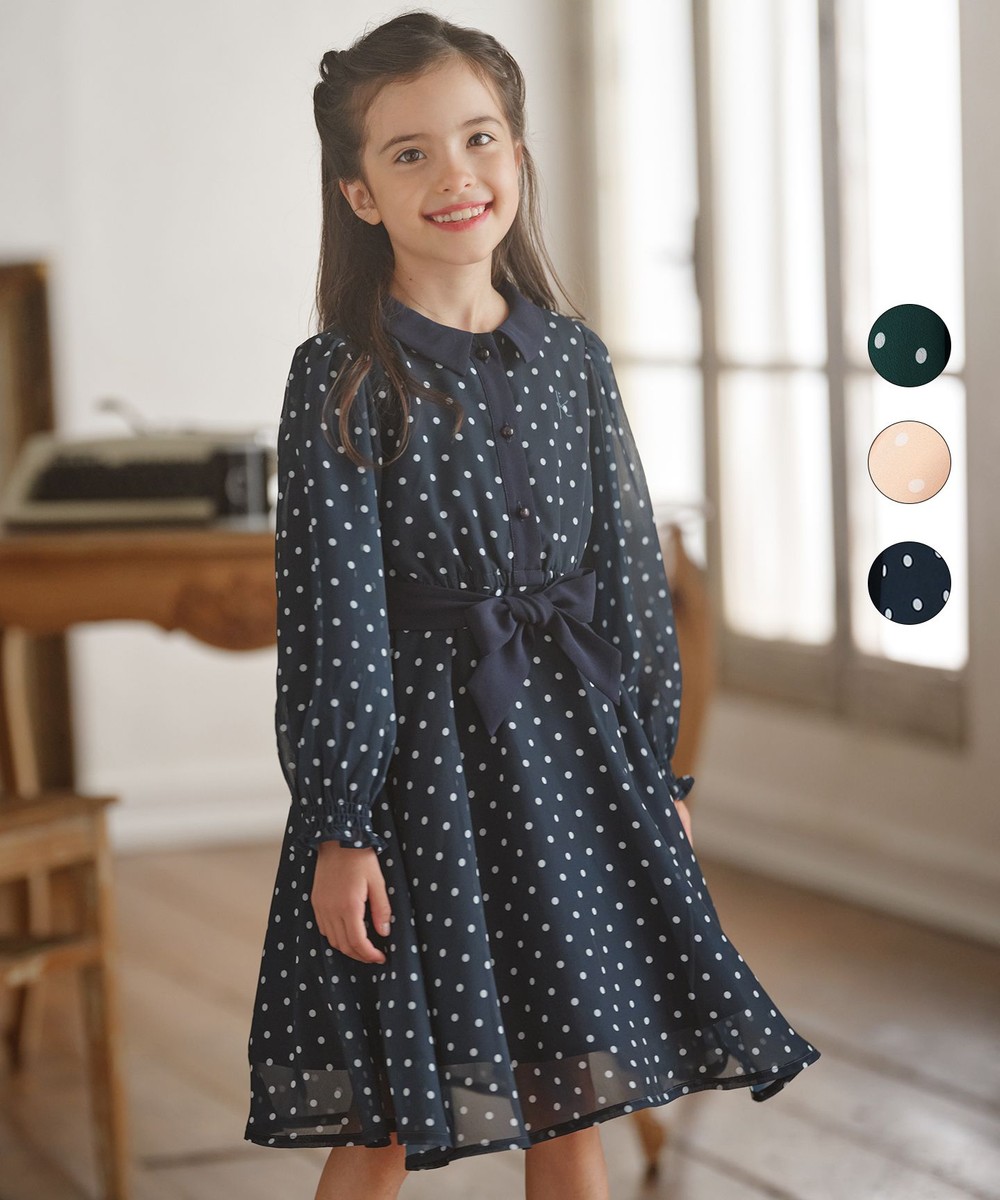 オンワード】 組曲 KIDS>ワンピース 【150-160cm】パリジェンヌドット  
