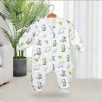 高密精梳棉6層紗布分腿睡袋 兒童防踢被爬行服睡衣2個碼鑫弘-萌寶童裝可開發票