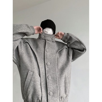 秋冬新款立領素色外套男時尚潮流高級感氣質上衣男