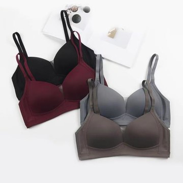 外貿大碼內衣女無鋼圈薄款女士文胸純色光面無痕大罩杯上托防下垂