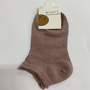 鏤空愛心少女竹碳襪-咖M22-26CM