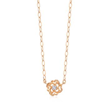 璀璨小花 18K玫瑰金鑽石項鍊