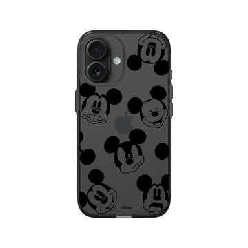 iPhone 16 Clear (相機按鈕) 酷墨灰 - 迪士尼-米奇 Mickey - 黑標款-米奇的有趣表情