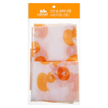comet Home 印花洗澡巾  2條  鴨子 白色 + 橘色  1包
