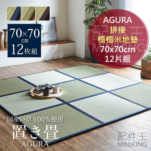 日本代購 空運 AGURA 日本製 拼接 榻榻米 地墊 70x70cm 12片組 藺草 涼席 草蓆 巧拼 地鋪 抗菌防臭