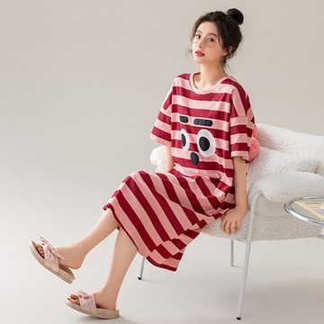 【藍尼居家】現+預純棉親膚透氣家居睡裙(女睡衣/家居服/連身裙)