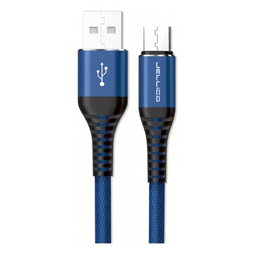 JELLiCO 杰力科 飛魚系列 MicroUSB 耐拉折 充電傳輸線  1.2m  藍色 + 黑色  1個