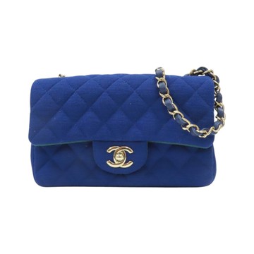 CHANEL 香奈兒 藍色棉質 COCO 20 肩背包 金扣 無卡 A69900 【二手名牌BRAND OFF】