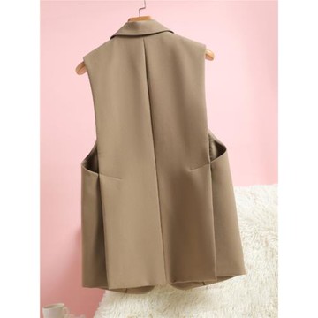 側開叉馬甲女士背心2024春秋新款休閑顯瘦一粒扣馬夾外搭坎肩女