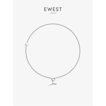 EWEST藝未 巴洛克珍珠項鏈女銀鏈鎖骨鏈輕奢小眾高級感毛衣鏈頸鏈