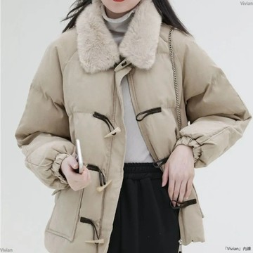 牛角扣韓版日系可愛棉衣外套女寬鬆百搭學生洋氣加厚棉服外套