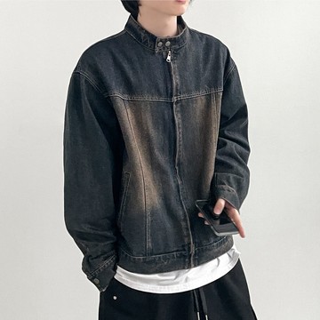 正韓漸層水洗刷色立領牛仔夾克外套 2色 YUPPIE 預購商品 0916