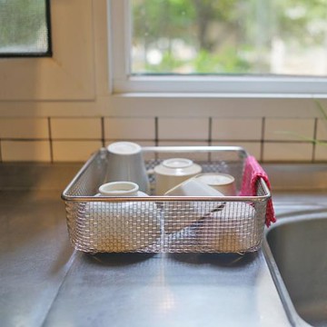 樸房 304不銹鋼大容量方形瀝水籃碗碟鍋瀝水筐水果蔬菜霜山網籃子