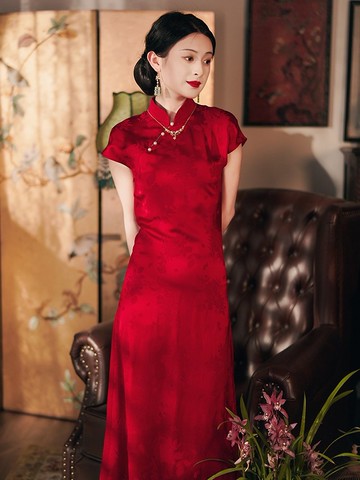婀娜 酒紅色訂婚改良旗袍 日常可穿高端國風氣質 新娘敬酒服
