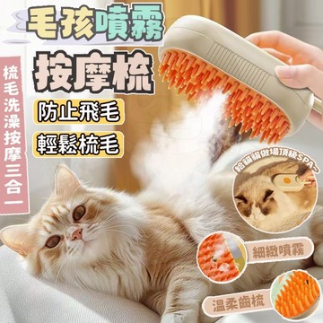 【台灣出貨】電動寵物噴霧浮毛梳贈免洗精華 洗梳一體貓咪梳毛 寵物清潔刷 按摩梳 除毛梳 脫毛梳 浮毛梳 柔軟刷頭