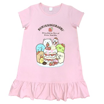 角落小夥伴 - 女童冰瓷棉短袖連身衣-蛋糕-粉