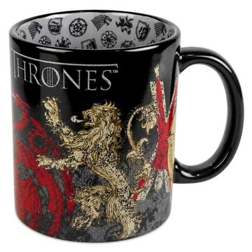 A GAME OF THRONES 權力的遊戲 正版授權七大家族家徽超值典藏限量大馬克杯收藏款 590ml  黑色  1個