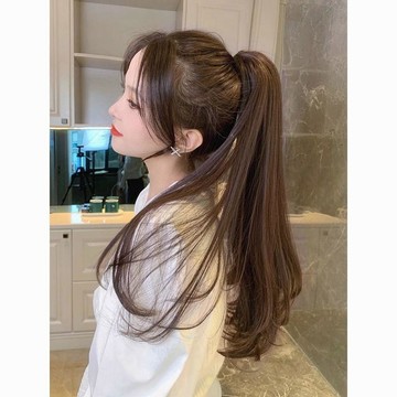臺灣嚴選高馬尾假髮女長髮仿真發高馬尾抓夾自然微卷麻花辮髮夾假髮辮子潮