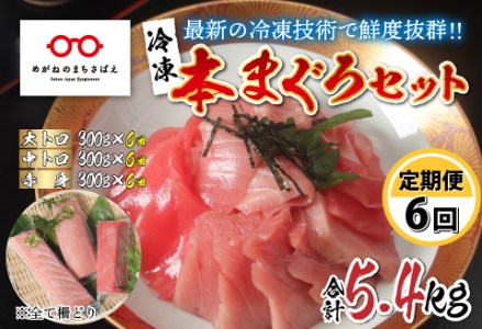  刺身用！本マグロ堪能セット（柵どり）計900g × 6回