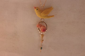 天然植物染金絲雀玫瑰項鍊 訂做款 (小)