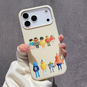 卡通黏黏怪物 適用iPhone17promax手機殼 蘋果16柔軟親膚15plus大孔14皮紋13軟殼12/11保護殼