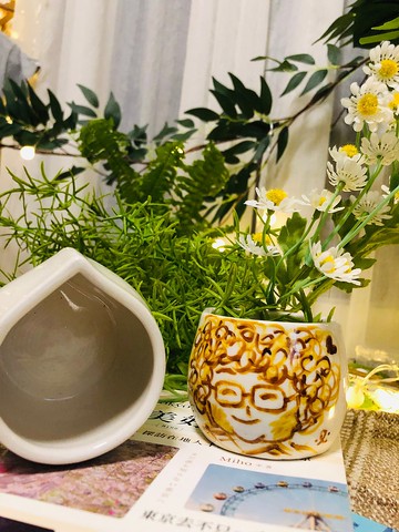 客製禮物似顏繪插畫-陶作植物盆栽-水滴杯陶器
