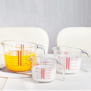 鋼化玻璃量杯大容量烘焙帶刻度耐高溫家用加厚帶把杯5002501000ml