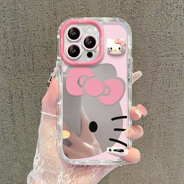 可愛貓咪適用蘋果16promax手機殼iphone15立體14鏡面防摔13高級感