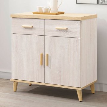 文創集 莎比利雙色2.7尺二門二抽低餐櫃-82x40x81cm免組