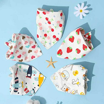 Baby童衣 純棉雙面三角領巾 嬰兒口水巾 男寶寶 女寶寶卡通印花三角巾 88475