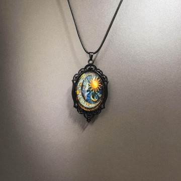 🔥臺灣出貨🔥古著Elegant吊墜dragonfly項鏈長項鏈複古日月女巫道具