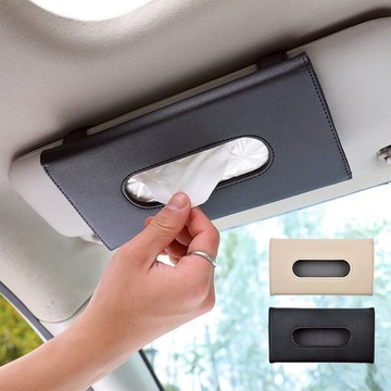 車用夾式皮革面紙套 汽車面紙盒 車用面紙盒 車用紙巾盒 車用面紙袋 衛生紙套 衛生紙盒【CQ0475】普特汽車精品