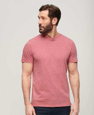 Superdry Men's Men's Crew Neck Slub Short Sleeved T-shirt Pink / Mesa Rose Pink - Size: S
