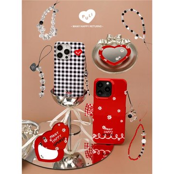 【心花怒放系列合集】OuliOuli情侶手機殼黑白格紋格子紅色碎花愛心小眾風韓式ins風設計高級感氛圍感17圣誕