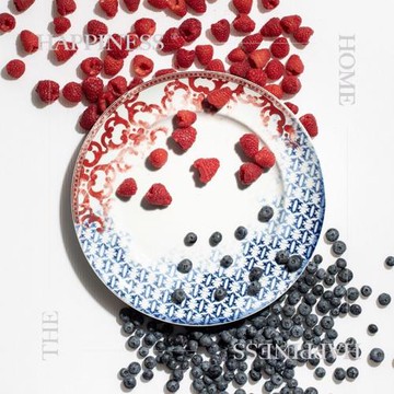 外貿出口高級地中海風情漸變色創意骨瓷盤子菜盤面碗家用套裝ins