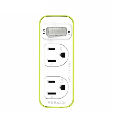 Katai 3孔轉2孔2插座開關式MIT台灣製造電源轉接頭-綠色/PAD-312G
