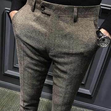 秋季2024新款男士褲子英倫西褲男時尚修身小腳休閑褲西裝商務男裝