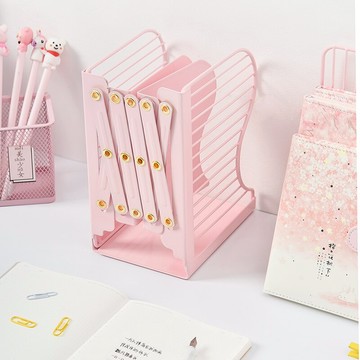 可伸縮書立架 三年二班の創意可伸縮式書立學生書靠女生可愛書擋文件收納置物架『XY26241』