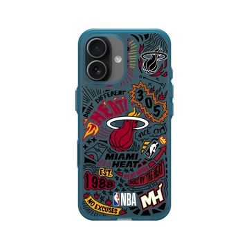 iPhone 17 Clear (相機按鈕) 夜幕藍 - NBA - 塗鴉系列-邁阿密熱火 Miami Heat - Graffiti