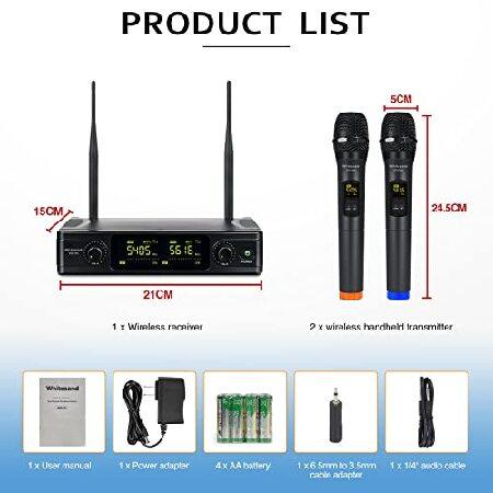 whitesand UHF Wireless Microphone System, Dual Wireless Mic Set w  Handheld Dynamic Microphones, 2x30 Frequencies, Color Coded Microphone for Singin