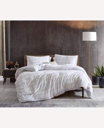 Kenneth Cole | Holden Grid Grey King Duvet Cover Set
