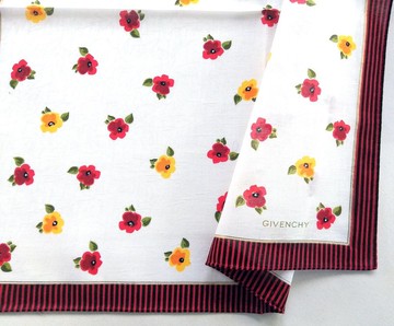 Givenchy 古董手帕 花卉織紋布 閨蜜禮物 20 x 19.5 英吋